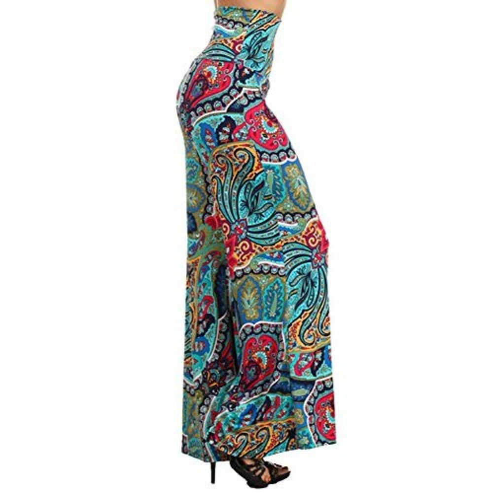 Moa Plus Size Blue Multi-Color Palazzo Pants - Picture 3 of 3
